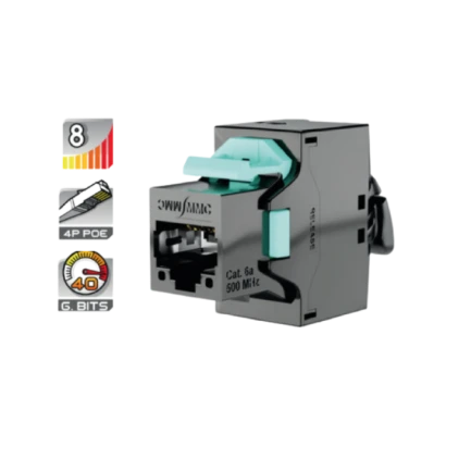 JACK RJ45 BLINDADO CAT8 360° 90W – GAMMA 5X – 40Gb/s